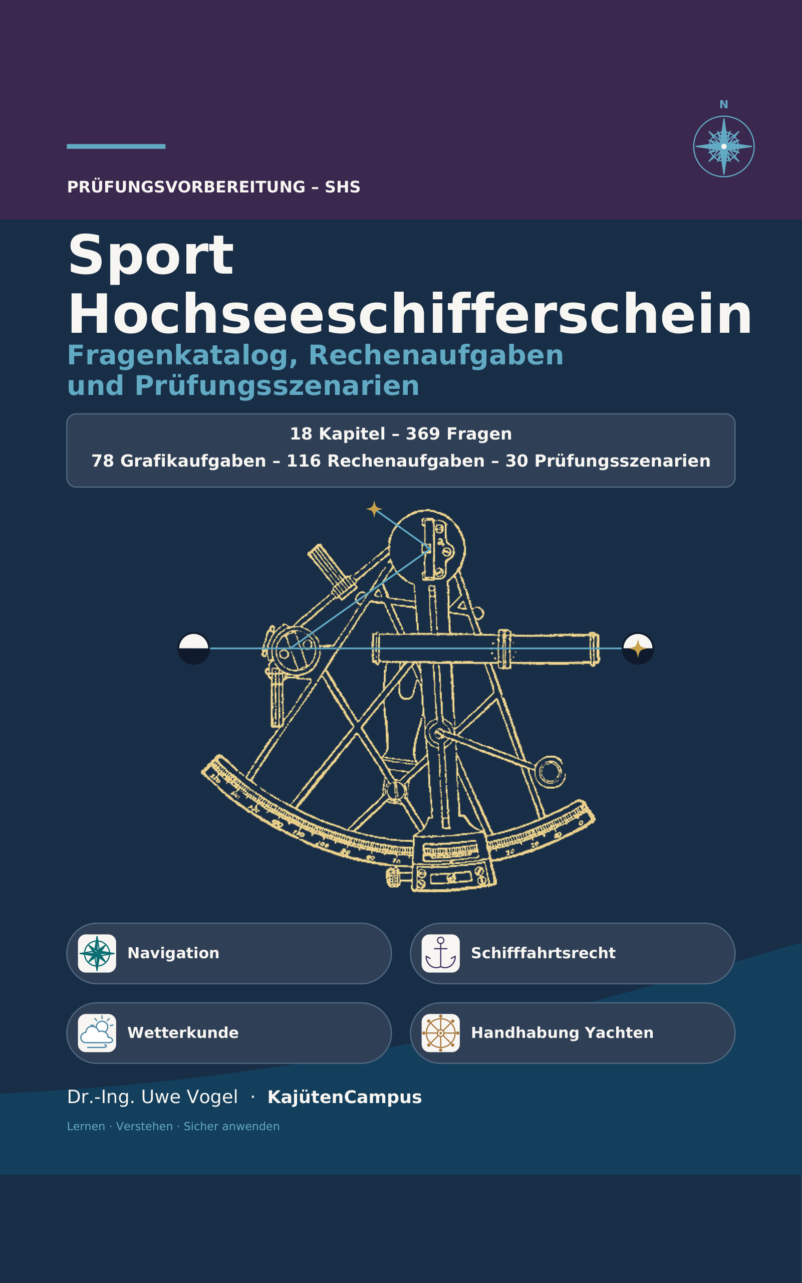 Taschenbuchcover Sporthochseeschifferschein (SHS): Fragenkatalog, Rechenaufgaben und Prüfungsszenarien
