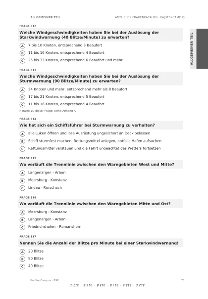 Beispielseite: Prüfungsfragen